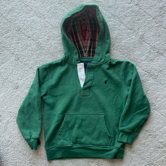 Polo hoodie. Children's size 6. Green. - Picture 1 of 2